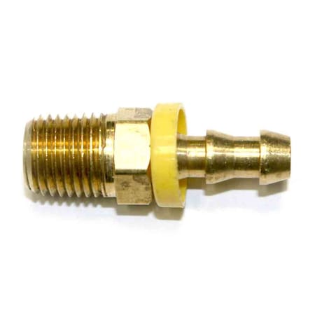 Easy Lock Brass Hose Fittings, Connectors, 1/4 Inch Push-Lock Barb X 1/4 Inch Male NPT End, PK 50